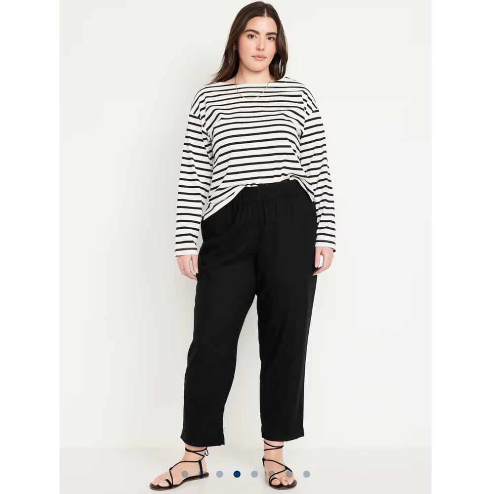 Old Navy High-Waisted Linen-Blend Straight Ankle Pants